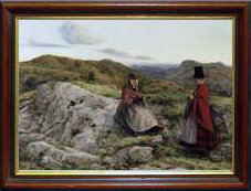 Welsh landscape with two women knitting, by William Dyce